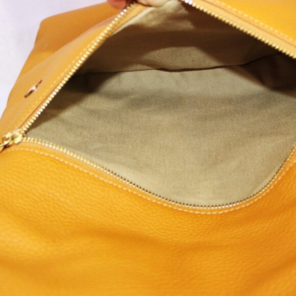 GiGi New York Foldover Backpack Tote Tan Pebbled Leather with Shearling Trim NWO - Picture 9 of 9